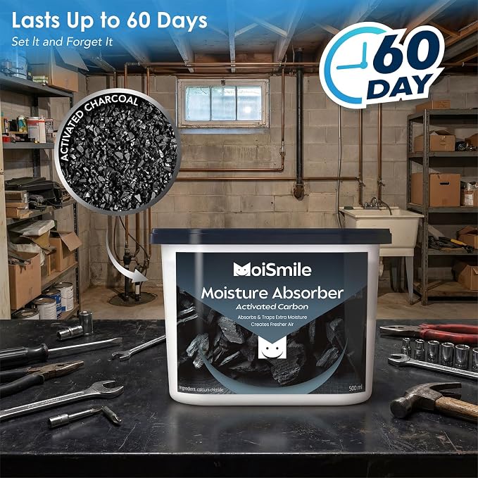 Moisture Absorbers with Activated Charcoal, Humidity Control & Air Deodorizing Preparations for Closet, Bathroom, Basement, Car & RV, 3 Pack