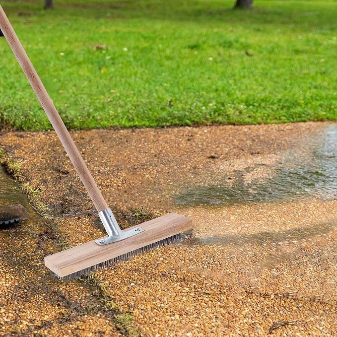 Wire Broom Head, Garden Stiff Metal Bristle Deck Scrub Brush, Garden Weed Moss Remover Tool Broom for Heavy Duty Weed Moss & Algae on Shower Wall Garage Yard Patio (Only Head-12inch)