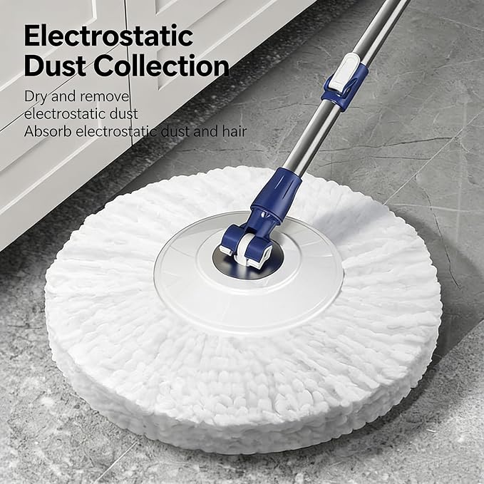 Spin Mop and Bucket Set | Hands Free Wringer System, Multi Surface Floor Cleaning Mop for Hardwood, Tile, and Vinyl Floors