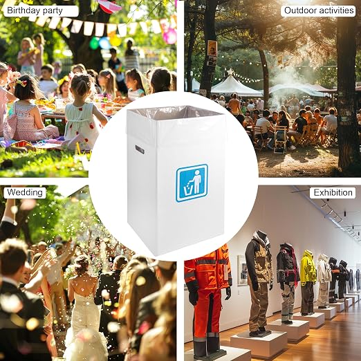 40 Gallon Cardboard Trash cans for Events (Pack of 10)， with 20 Liners Included，Be applicableOutdoor Events pop up Trash cans for Parties，Reusable Portable Garbage Can，in-Home Recycling Bins