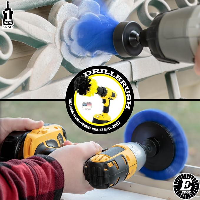 Crevice Cleaning Brush for Electric Drill - Small Power Scrubber for Grout | Drillbrush Boat Detailing Kit for Cordless Drill - Power Swimming Pool Tile Cleaner Brush Set - Spin Scrubber Attachment