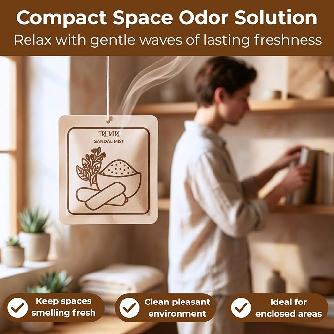 Sandal Mist - Room Deodorizer Gel Odor Eliminator For Home - Pack Of 3 - Bathroom Air Freshener Odor Absorber - Long Lasting Non Plug In Strong Scent For Kitchen Trash Basement Rv Closet Smell
