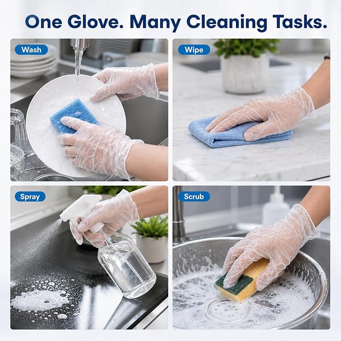 ForPro Disposable Vinyl Gloves, Industrial Grade, Powder & Latex Free, Non-Sterile, Food Safe, 2.75 Mil Palm, 3.9 Mil Fingers