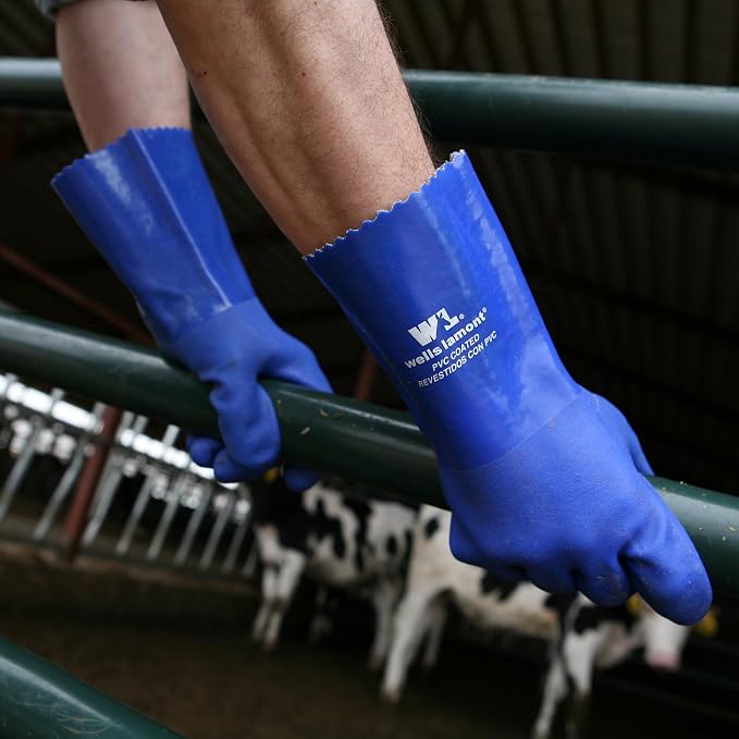 Wells Lamont PVC Chemical Resistant Gloves, Textured Grip, Gauntlet Cuff
