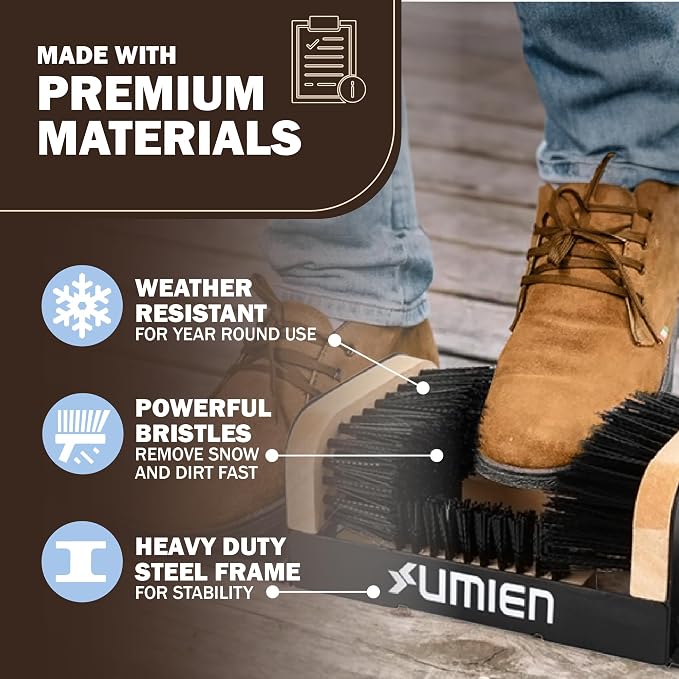 Boot Scraper Outdoor Shoe Brush 2-Pack with Flaps, Mud & Snow | Heavy-Duty Outdoor Use, Weather-Resistant, Durable Bristles, Freestanding