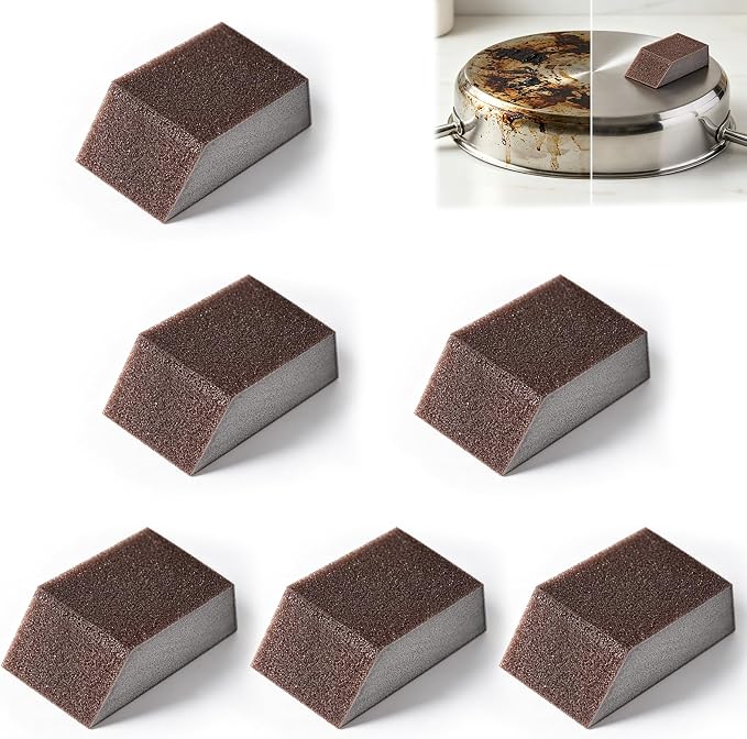 6 Pcs Cleaning Magic Erasers,Magic Eraser Sponge | Heavy-Duty Carborundum Sponge Removes Rust, Burnt Food and Grease for Kitchens, Bathrooms and Household Cleaning