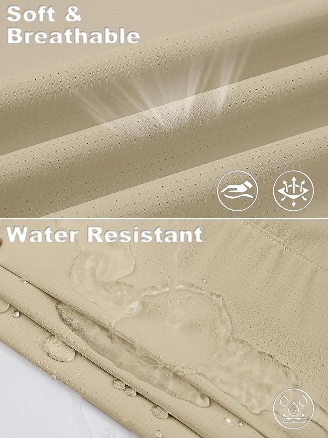 Mens Short Sleeve Fishing Shirt Sun Protection Quick Dry Lightweight | Breathable Fabric, Multi Pockets, for Fishing Safari Hiking Hunting Camping Outdoor Work Casual Wear