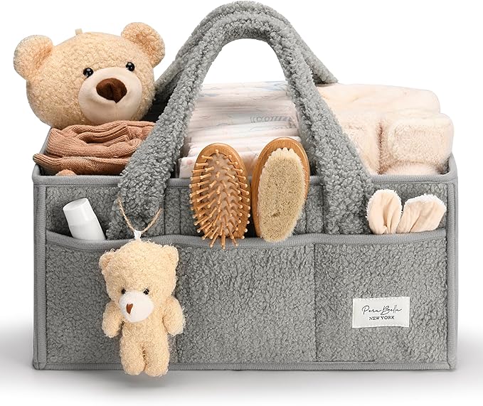Baby Diaper Caddy Organizer with Handle, Boy & Girl Shower Gift Basket, Portable Diaper Storage Basket Bin for Wipes, Newborn Baby Essentials Registry Search Must Haves, Car Caddy Organizer