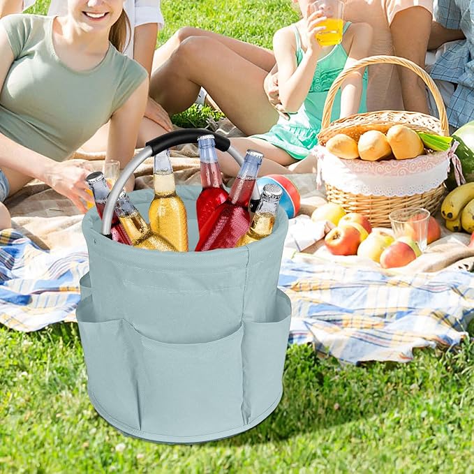 Professional Cleaning Caddy Organizer - 11" Wearable Cleaning Supply Bag with Adjustable Shoulder Strap & Handle - Housekeeper Essentials Organizer for Detailing Tools & Supplies (Sky Blue)