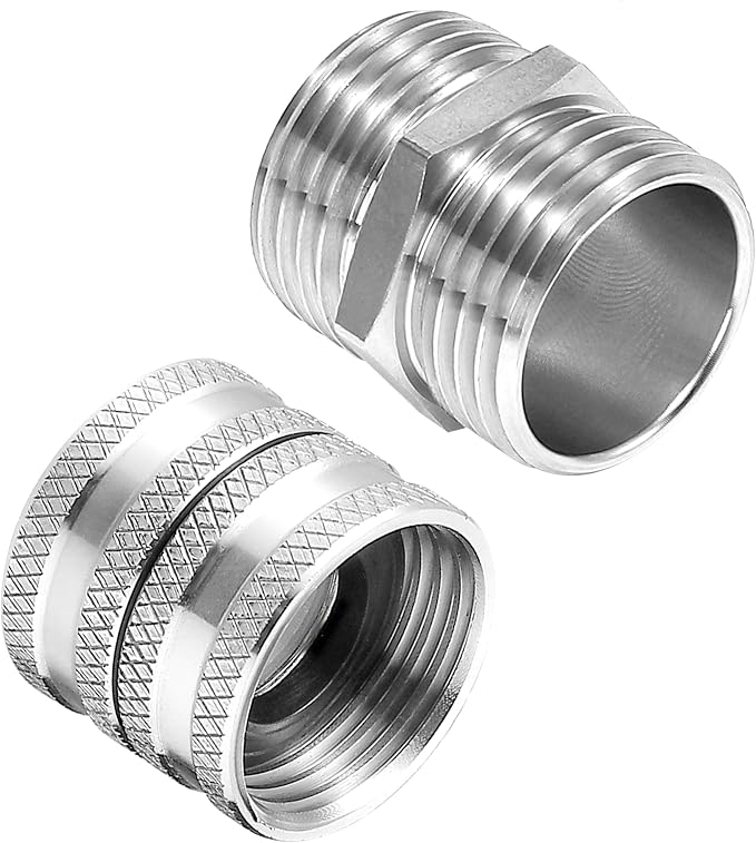 M MINGLE Garden Hose Adapter 3/4”, Male to Male, Female to Female, 4-Pack | Standard 3/4” GHT, Stainless Steel Connector, Rust-resistant, Easy to Install, No Leakage, Extra 4 Washers