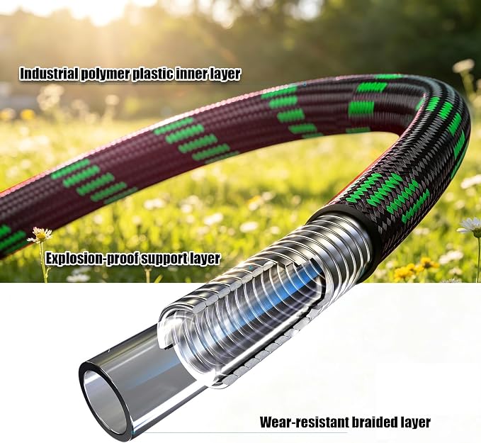 Garden Hose 25FT, Ultra Lightweight with 10-Function Nozzle | Kink-free & leak-proof 25FT hose. Ultra-lightweight 2.8 lbs, durable fittings, 10-pattern nozzle. Includes 3 extra washers.