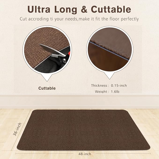 Sycoodeal Office Chair Mat for Hardwood Floor,Office Chair Mat for Tile Floor,Large Floor Protector Rug,Computer Gaming Mat,Easy to Clean,Anti-Slip,Coffee(48"x36")
