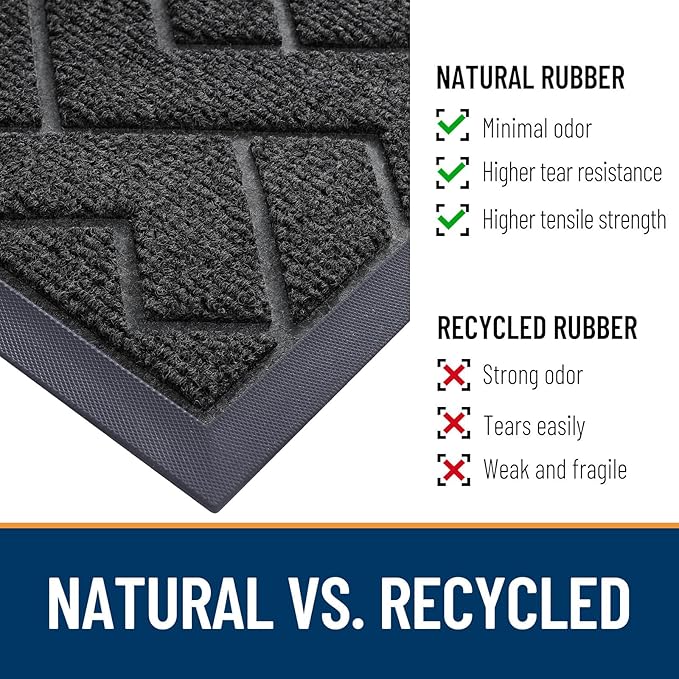 OLANLY Front Door Mat Outside 59x34, All-Season Absorbent Rubber Doormat | Black, Heavy-Duty, Stain and Fade Resistant, Waterproof Non-Slip Backing, Low-Profile Indoor Outdoor Floor Mat for Entryway