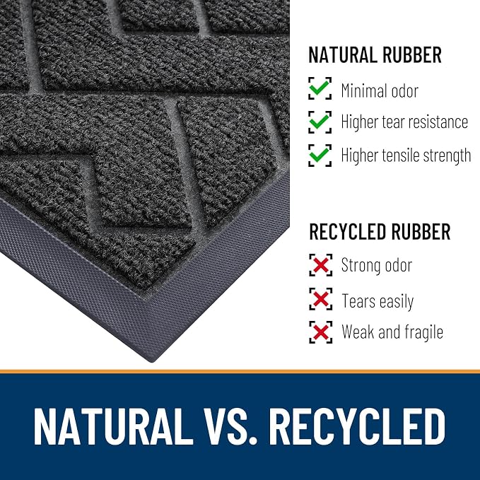OLANLY Front Door Mat Outside 47x32, All-Season Absorbent Rubber Doormat | Black, Heavy-Duty, Stain and Fade Resistant, Waterproof Non-Slip Backing, Low-Profile Indoor Outdoor Floor Mat for Entryway