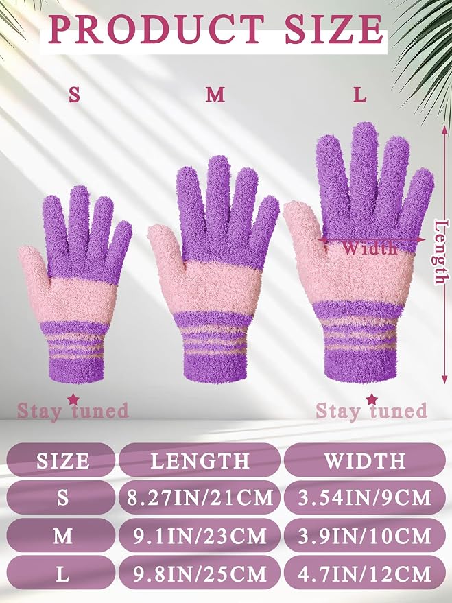Patelai 3 Pairs Microfiber Dusting Gloves for Plants Leaf, Medium | White, Pink, Purple, Rose Red,Plant Cleaning Gloves, Reusable Washable Gloves,House Furniture Blinds Dusting