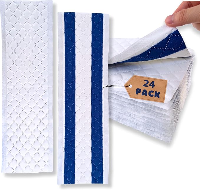 24-Pack Disposable Microfiber Pads for 16-18" Flat Mop, for Bona/Rubbermaid | Wet & Dry Dusting Refills for 16-18 Inch Hook & Loop System Mops – Compatible with Bona, Rubbermaid, Turbo & Norwex