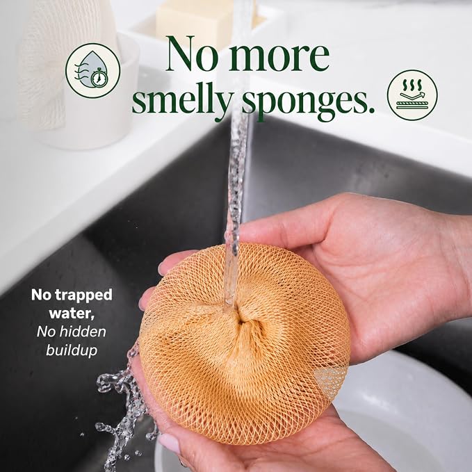 Reusable Kitchen Scrubbers for Dishes– Breezi Layered Mesh Dish Cloth, 3-Pack, Non-Scratch, Multi-Purpose, Fast-Drying, Odor-Free, Scrubbies. Kitchen Sponges, Sponges Kitchen, Dish Sponge Alternative