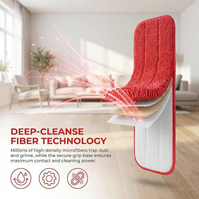 Microfiber Replacement Mop Pad, 18 x 6 Wet & Dry Home & Commercial Cleaning Refills, Reusable Floor Mop Pads, 6 Pack (Red)… | 6 Pack Microfiber Replacement Mop Pad, 18 x 6 Wet & Dry Home & Commercial Cleaning Refills, Reusable Floor Mop Pads,Red