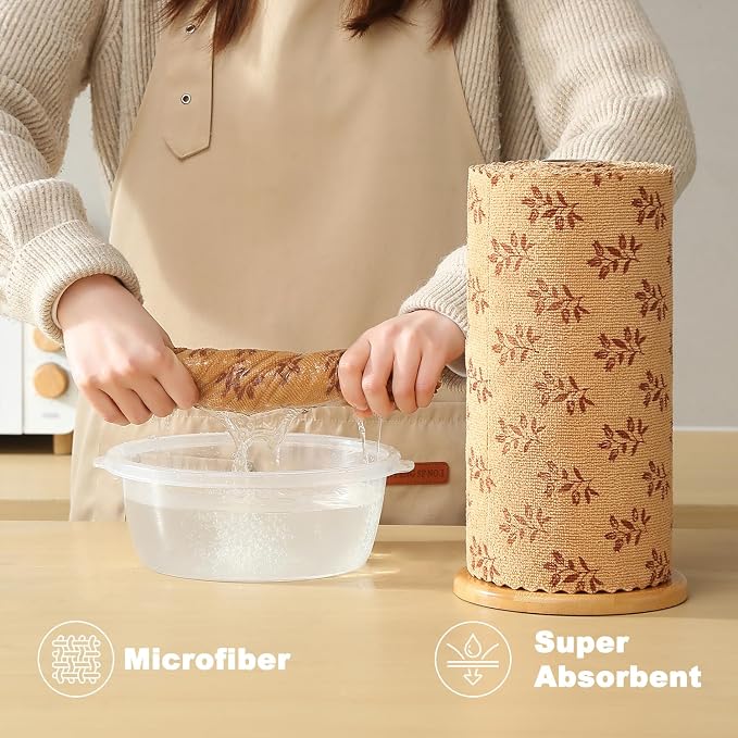 Microfiber Cleaning Cloth Roll,80 Pack Cleaning Towels,Lint Free Rags Paper Towels & Tear Away Reusable Towels,Washable Shop Rags Floral Wipe Cloth,Wash Cloths Dish Rags for Car Kitchen Window