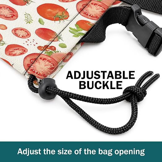 Red Tomato Fruit Car Trash Bag Hanging for Back Seat | Rustic Botanical Canvas Drawstring Car Garbage Bag with Adjustable Buckle Vehicle Trash Can