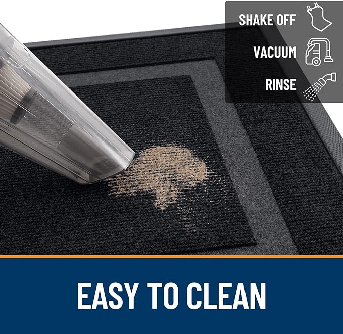 OLANLY Front Door Mat Outside 47x17, All-Season Heavy-Duty Rubber Doormat | Black, Absorbent, Stain and Fade Resistant, Waterproof Non-Slip Backing, Low-Profile Indoor Outdoor Floor Mat for Entryway