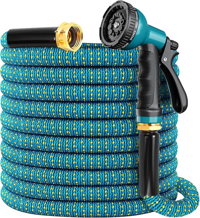 Expandable Garden Hose 150ft, 2026 New Flexible Water Hose 150 ft with 10 Function Nozzle, Solid Metal Fittings, Lightweight, No Kink, Leak-proof, Durable Expanding Hose for Gardening, Car Washing