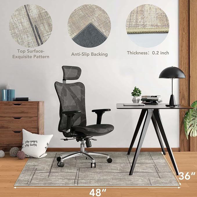 Office Chair Mat for Hardwood Floor&Tile Floor,36"X 48"-Khaki | Heavy Duty Desk Chair Mat for Hard Floors,Under Desk Rug for Rolling Computer Chair,Anti Slip,Low Pile Carpet Floor