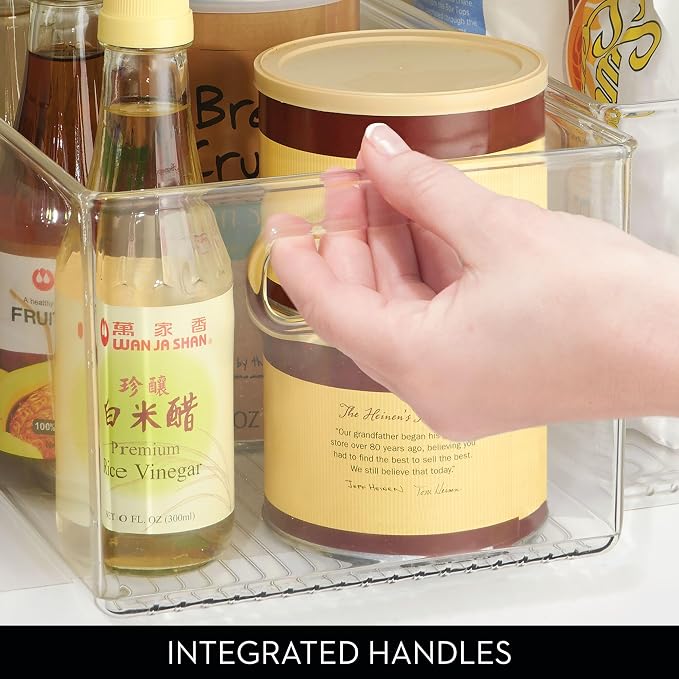 InterDesign iDesign Recycled Plastic Pantry Storage Bin – Linus Collection - Clear Kitchen Storage Box (Pack of 4)