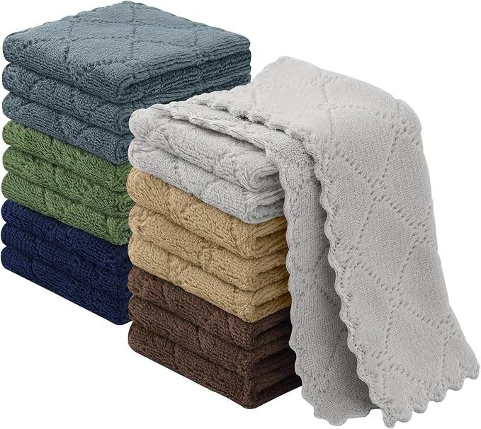 Homaxy Super Soft Coral Velvet Dish Cloths 18 Pack, 7" x 9" | Ultra-Absorbent Dishcloths, No Lint, Nonstick Oil, Fast Drying, Microfiber Cleaning Cloth