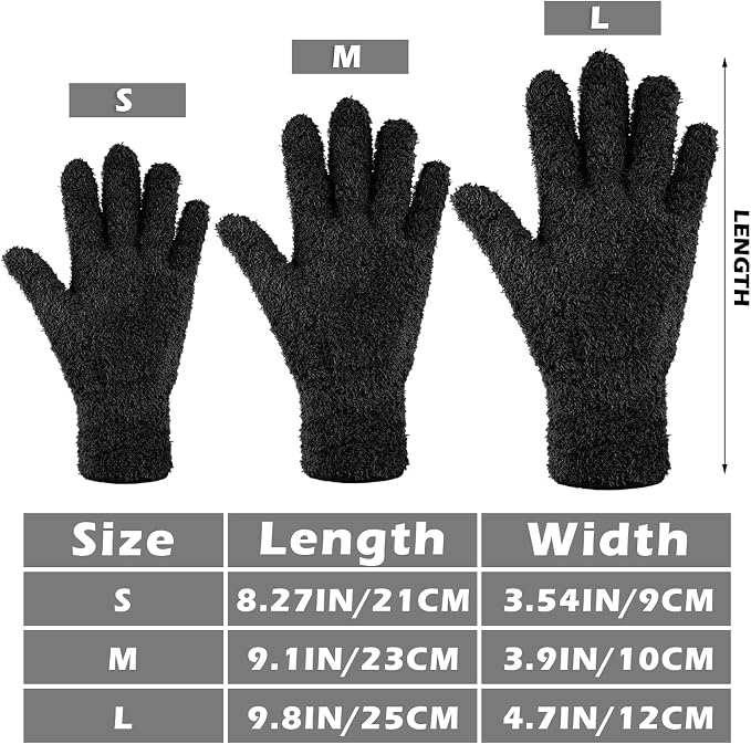 Patelai 3 Pairs Microfiber Dusting Gloves for Plants Leaf, Medium | Black,Plant Cleaning Gloves, Reusable Washable Gloves,House Furniture Blinds Dusting