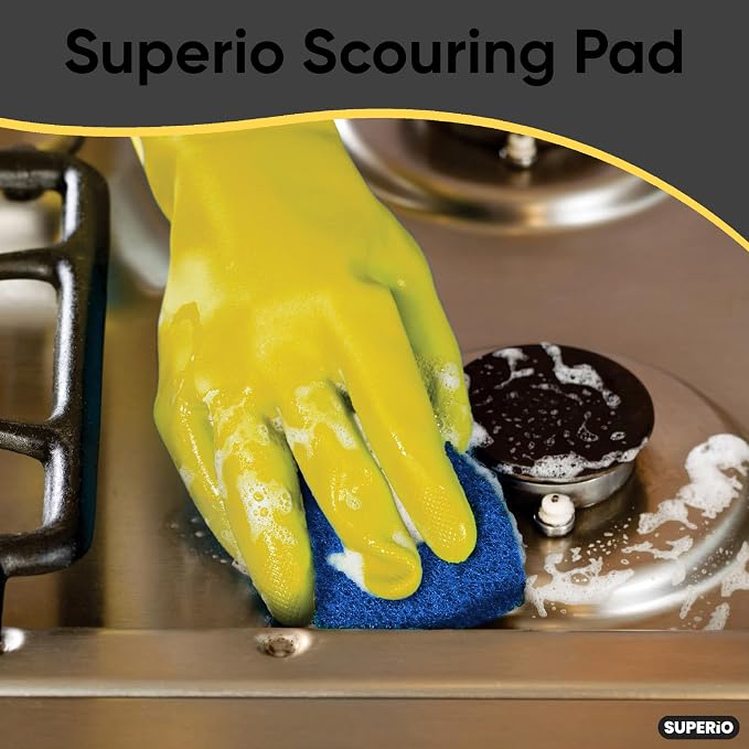 Scouring Pad Non-Scratching Scrubber Non-Scratch Cleaning Scrub Pads Heavy Duty Scouring Pad Reusable Kitchen Scrubbing Pad Pack of 27 Blue, by Superio