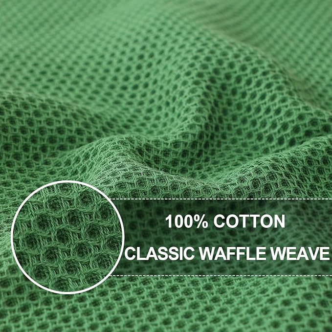 Homaxy 100% Cotton Oversized Waffle Weave Kitchen Towels 6-Pack | Grass Green, 20 x 28 Inches, Ultra Soft Absorbent Dish Towels, Quick Drying Large Cleaning Towels