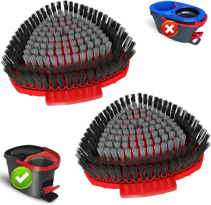 2 Pack Scrubber Mop Replacement Head for O Cedar EasyWring 1 Tank | Dual-Bristle Power Brush,Spin Mop Cleaning Attachment for Bathroom, Kitchen,Pool,and Various Hard Floors,easy to replace