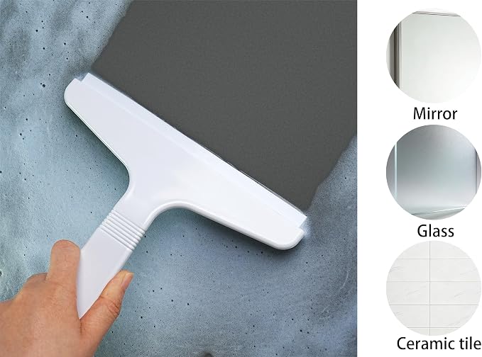 New Talent 2 PCS Shower Squeegee White, for Shower Glass, Shower Doors, Bathroom, Window and Car Glass(1 Large and 1 Small)