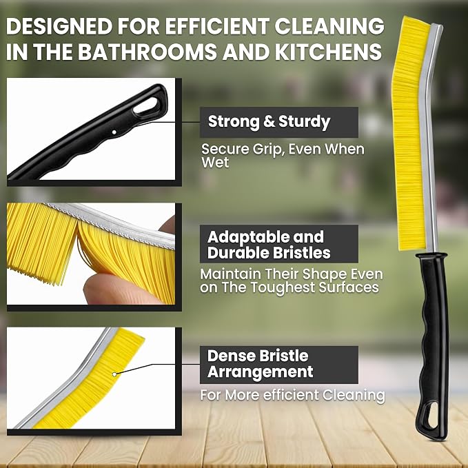 Crevice Cleaning Brush Set 6Pcs Hard Bristle Tools for Narrow Spaces | Grout Scrub Brush for Tile Floors, Bathroom, Shower, Window Tracks & Kitchen Cleaning, Ideal brush for Gaps and Tight Areas.