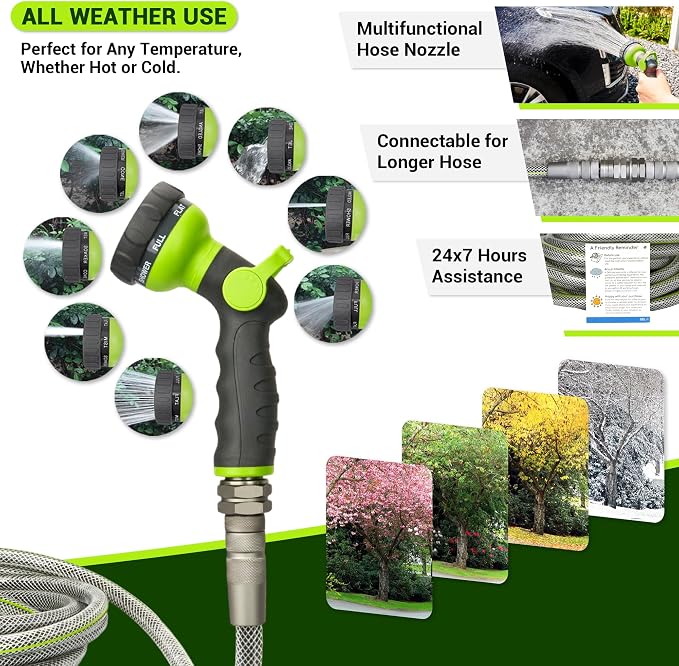 75 FT Heavy Duty Garden Hose, 1/2 ID x 75FT Durable Outdoor Water Hose | Non-Expandable, Lightweight, Leak-Free, Swivel Fittings, Kink-Free, 75 Feet Flexible Hose Pipe for Large Yards & Driveways