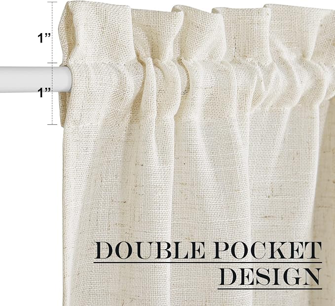 NICETOWN 80 inches Sidelight Door Curtains for French Door | Linen Sheer Window Panels for Kitchen Patio Glass Adjuatble Curtains with Tieback, 26 x 80 Inches, 1 Panel, Linen