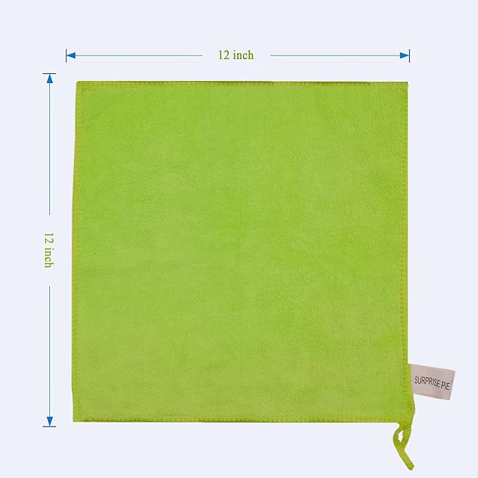 Premium 400 GSM Microfiber Cleaning Cloths, Ultra Absorbent Lint Free Towels, Thick Reusable Cleaning Rags for Kitchen, Car Wash, Glass, Stainless Steel & Household Cleaning, 6 Pack 12"x12" Green