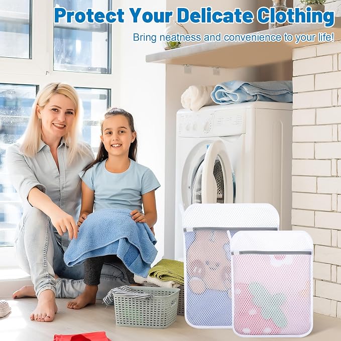 3-Pack Durable Honeycomb Mesh Laundry Bags for Delicates, M + L + XL | 120gsm Honeycomb Mesh, Sturdy Zipper, Protect Delicates, Reusable, Washer & Dryer Safe, For College, Dorm, Home and Travel