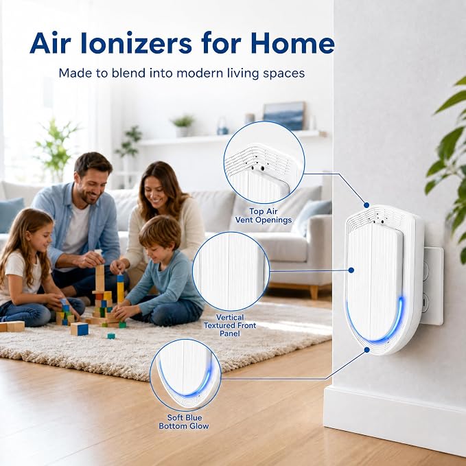 Air Ionizers - 6 Pack Plug In Negative Ion Technology Air Purifier | Quiet Mini Air Freshener for Home, Bedroom, Office, Basement - Portable Air Purifiers for Odor, Dust, Smoke, Pet Smell