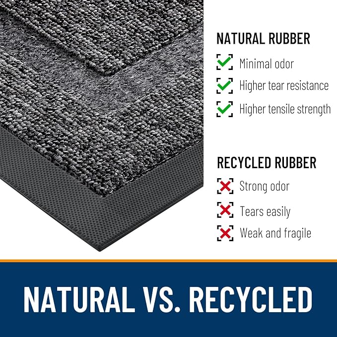 OLANLY Front Door Mat Outside 47x17, All-Season Heavy-Duty Rubber Doormat | Black and White, Absorbent, Stain and Fade Resistant, Non-Slip Backing, Low-Profile Indoor Outdoor Floor Mat for Entryway