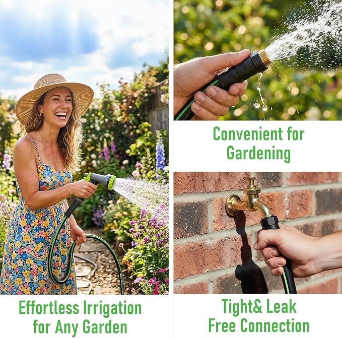 Non-Expandable Garden Hose 50ft,Lightweight Kink Resistant Hose, Solid Brass 5/8" Fittings, 200PSI Working & 600PSI Burst, for Medium Yard, Home Garden & Light Small-Space Cleaning