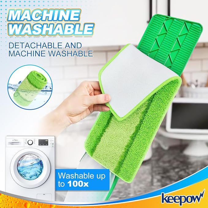 KEEPOW 4 Pack Pads Compatible with Libman Freedom Spray Mop, Reusable Pads | Reusable Microfiber Spray Mop Head Replacement Compatible with Libman Freedom, 16 in Pads for Floor Cleaning, ONLY Pads
