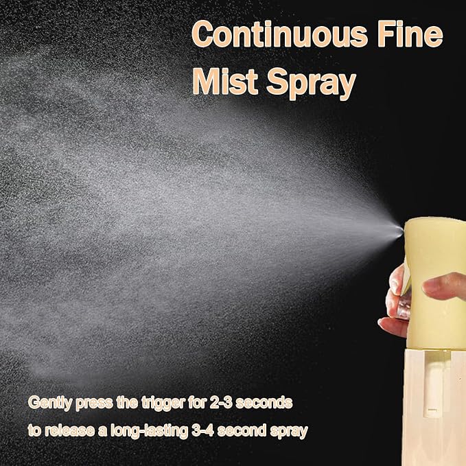 3 Pack Spray Bottles, 2-Pack Continuous Spray Bottles,Fine Water Mist Spray Bottles for Hair 6.8 OZ (200 ML) and 1oz 30ml Travel Spray Bottle Mister for Cleaning,Hairstyling,Plants,Barbers,Yellow