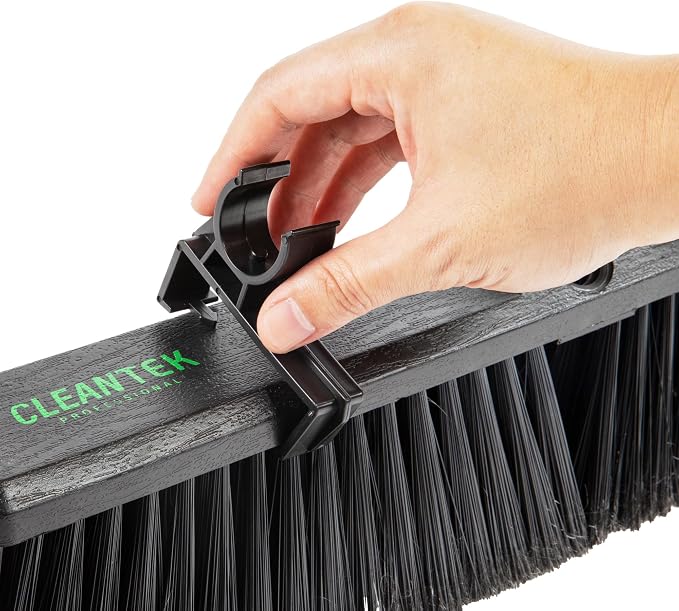 Restaurantware-Clean Tek Professional 17.13 Inch Push Broom, 1 Heavy-Duty Broom With 59â€ Handle - Heavy Bristles, 2 Handle Attachment, Wooden, Commercial Use, For Deck, Garage, Yard, Patio