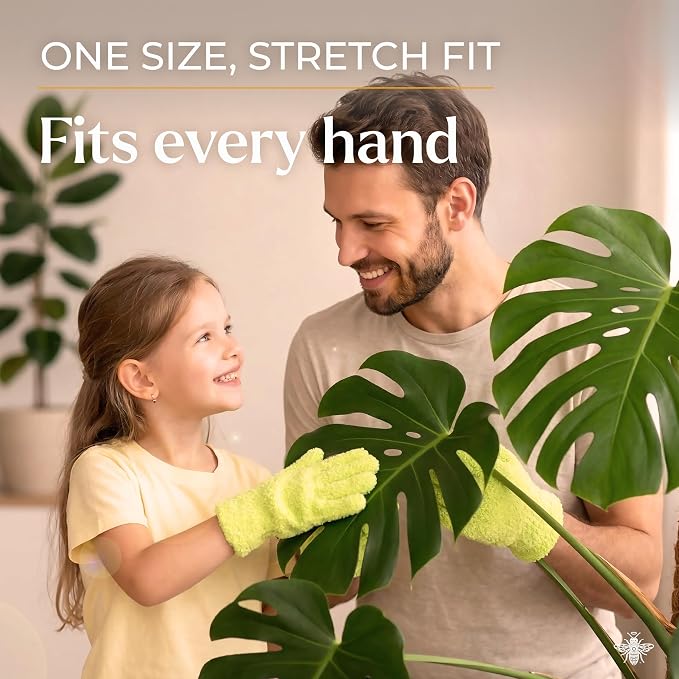Microfiber Dusting Gloves for Plants, Premium Leaf Cleaning Gloves for Houseplants - Reusable, Lint Free