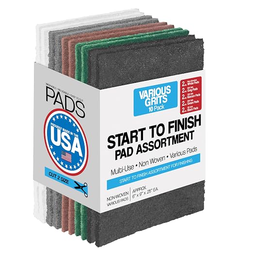 6" X 9" Non-Woven Grey Scuff Pads 10 Pack Assortment