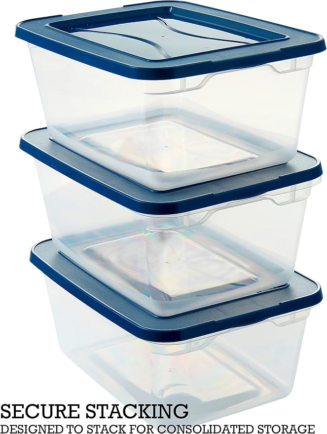 Small Spaces Clear Storage Bins with Lids, 6 Pack, Stackable Small Plastic Containers for Organization and Storage, Great for Home or Office, 2 Quart Clear Bins with Assorted Lids