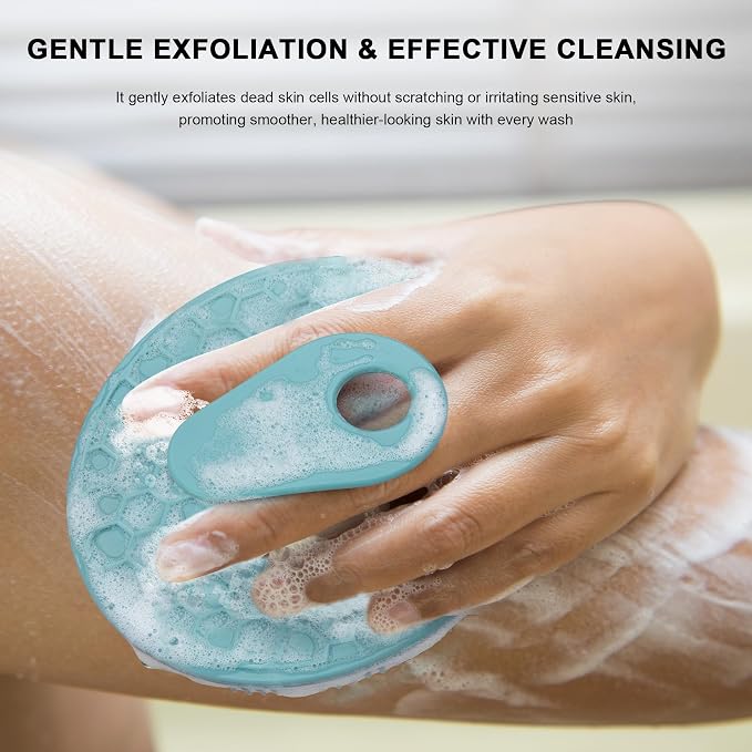 INNERNEED Silicone Body Scrubber Gentle Exfoliating Brush Set, Green+ Pink | INNERNEED Food grade Deep Cleansing Shower Scrub for All skin types, More Hygienic and Well Lather