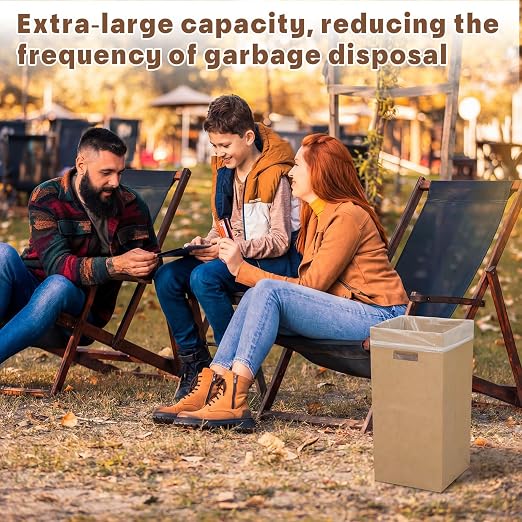 Domensi 30 Gallon Corrugated Cardboard Disposable Trash Cans for Party, Recycling Trash Bins Portable Reusable Cardboard Garbage Cans for Events, Kraft(4 Pack)
